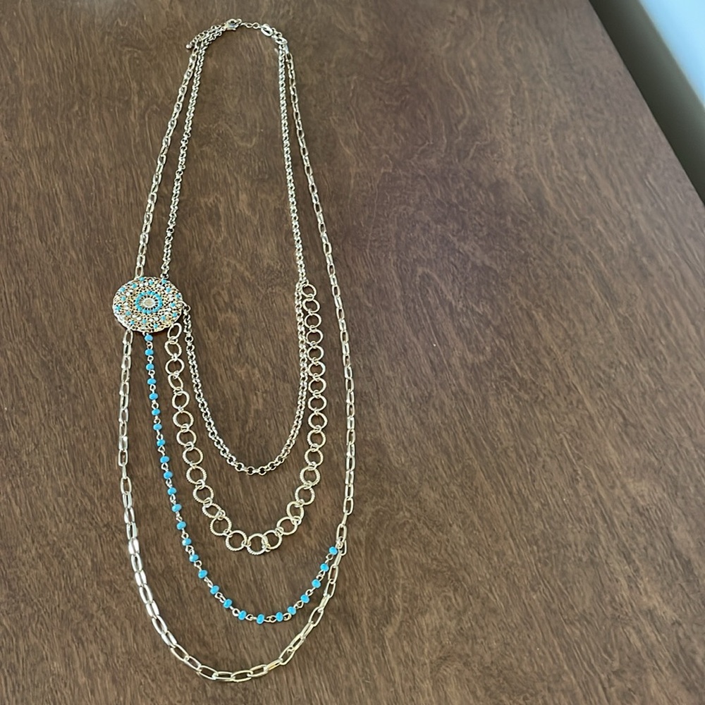 Gold and turquoise layered necklace
